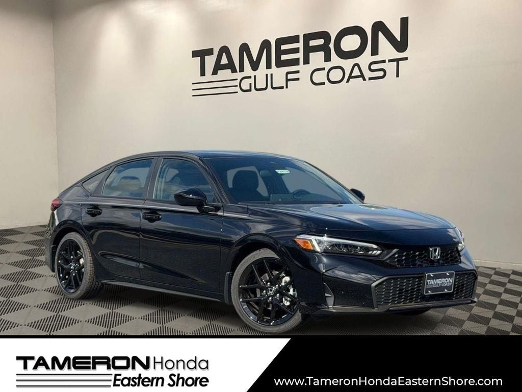 2026 Honda Civic Sport in Crystal Black Pearl — front three-quarter view
