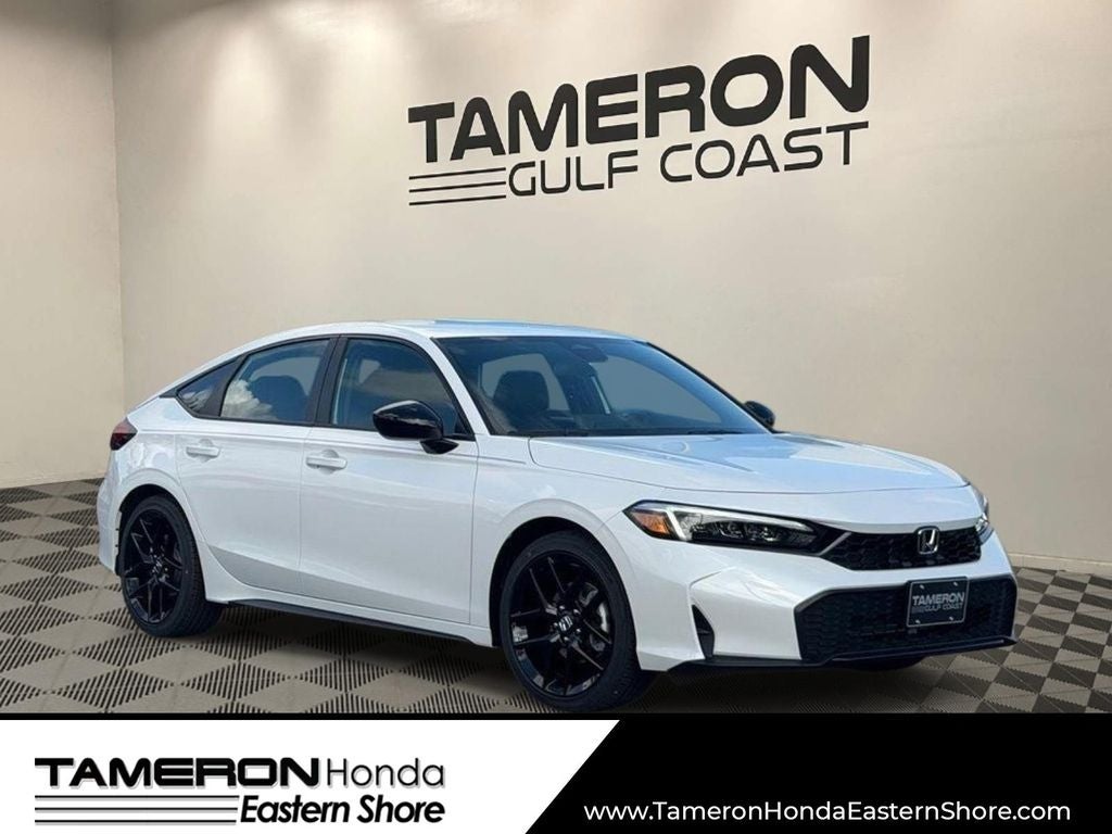 2026 Honda Civic Sport in Platinum White Pearl — front three-quarter view
