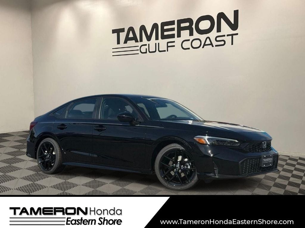 2026 Honda Civic Sport in Crystal Black Pearl — front three-quarter view