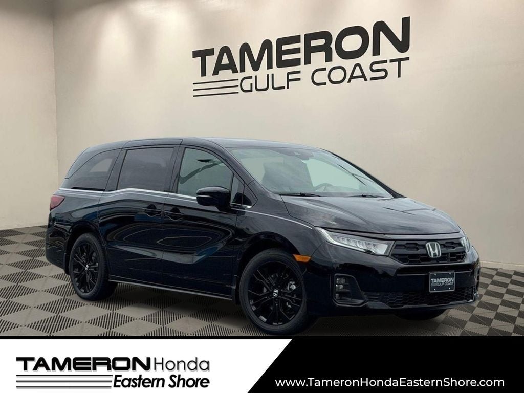 2026 Honda Odyssey Sport-L in Crystal Black Pearl — front three-quarter view