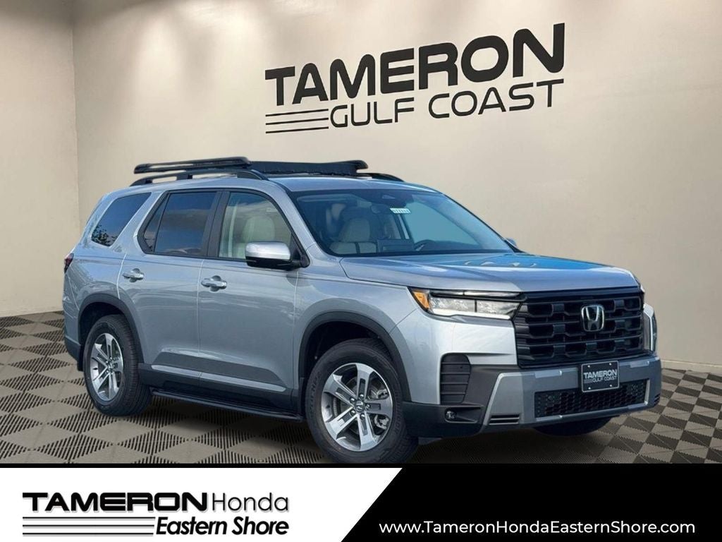2026 Honda Pilot EX-L in Solar Silver Metallic — front three-quarter view