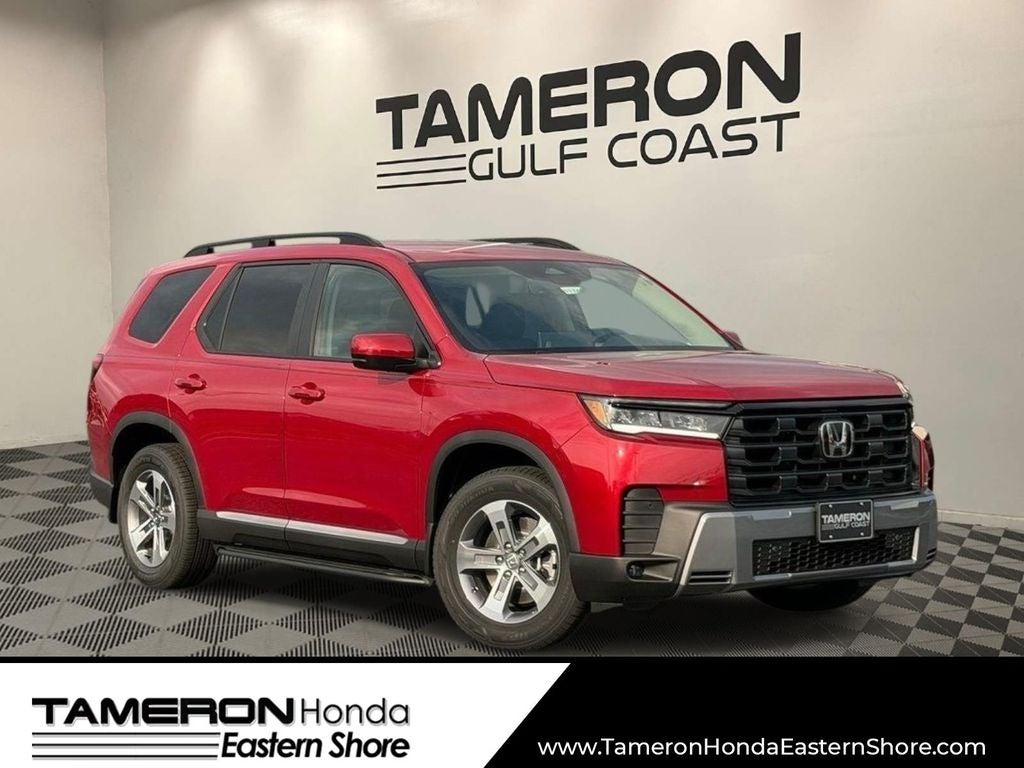 2026 Honda Pilot EX-L in Radiant Red Metallic II — front three-quarter view