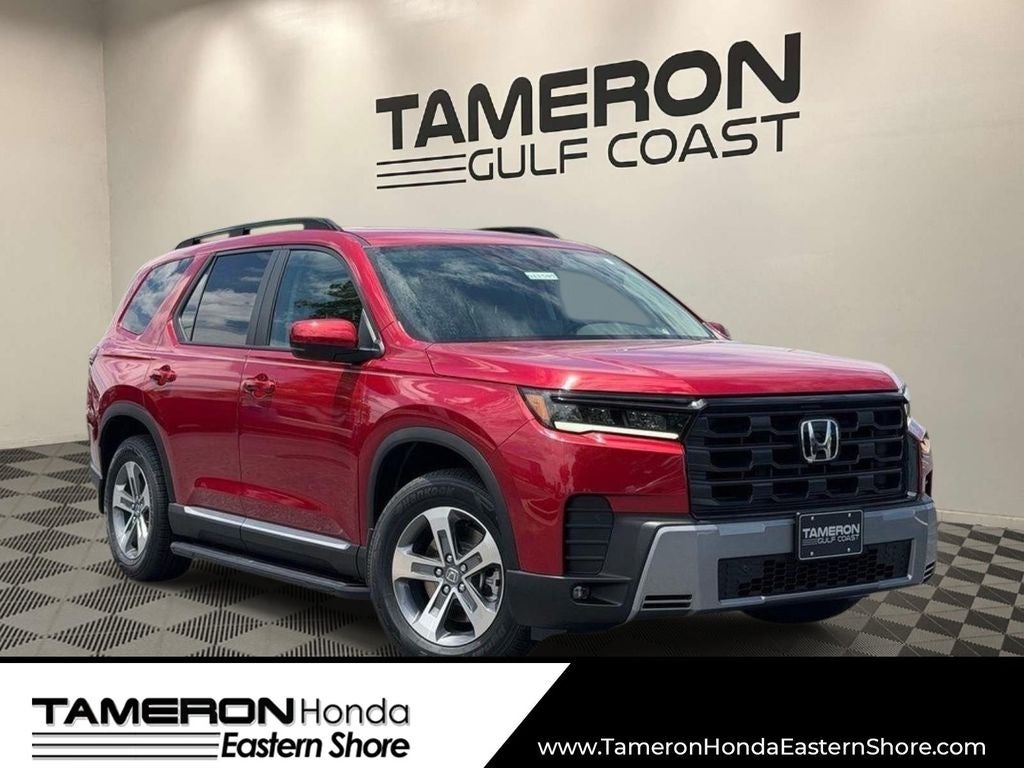 2026 Honda Pilot EX-L in Radiant Red Metallic II — front three-quarter view