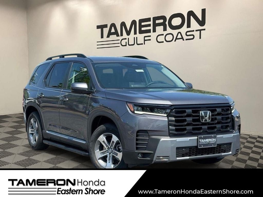 2026 Honda Pilot EX-L in Modern Steel Metallic — front three-quarter view