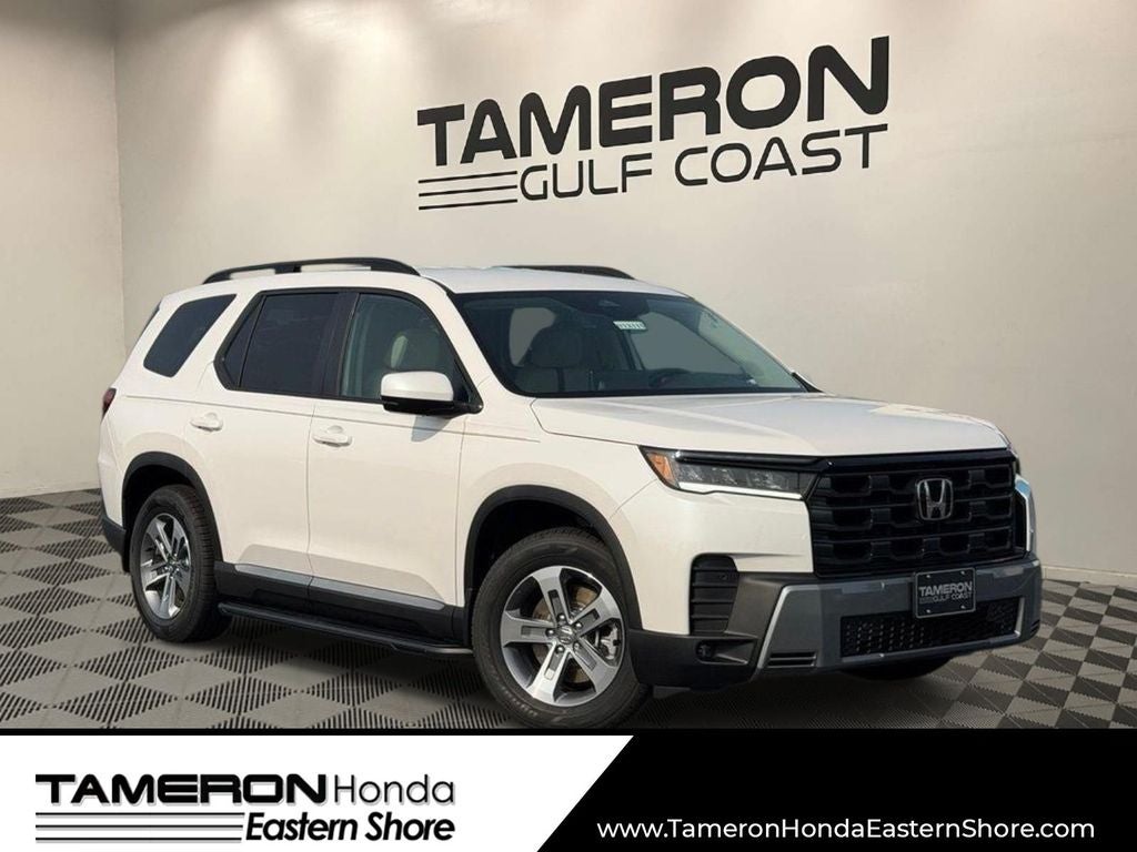 2026 Honda Pilot EX-L in Platinum White — front three-quarter view