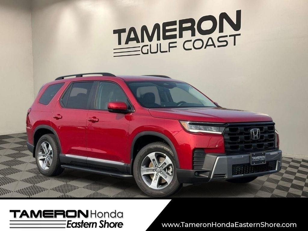 2026 Honda Pilot EX-L in Radiant Red Metallic II — front three-quarter view